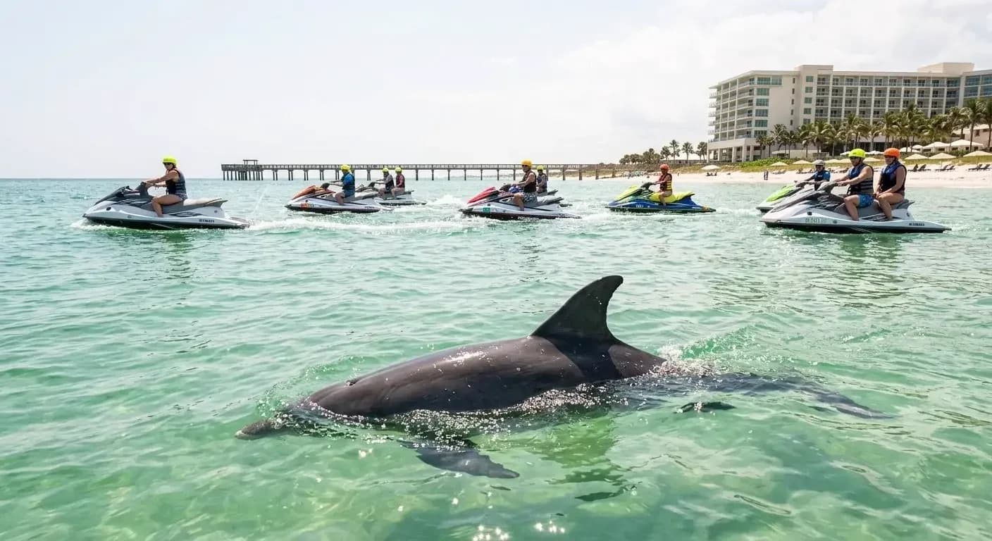 Jet ski dolphin tour on the Emerald Coast near Fort Walton Beach